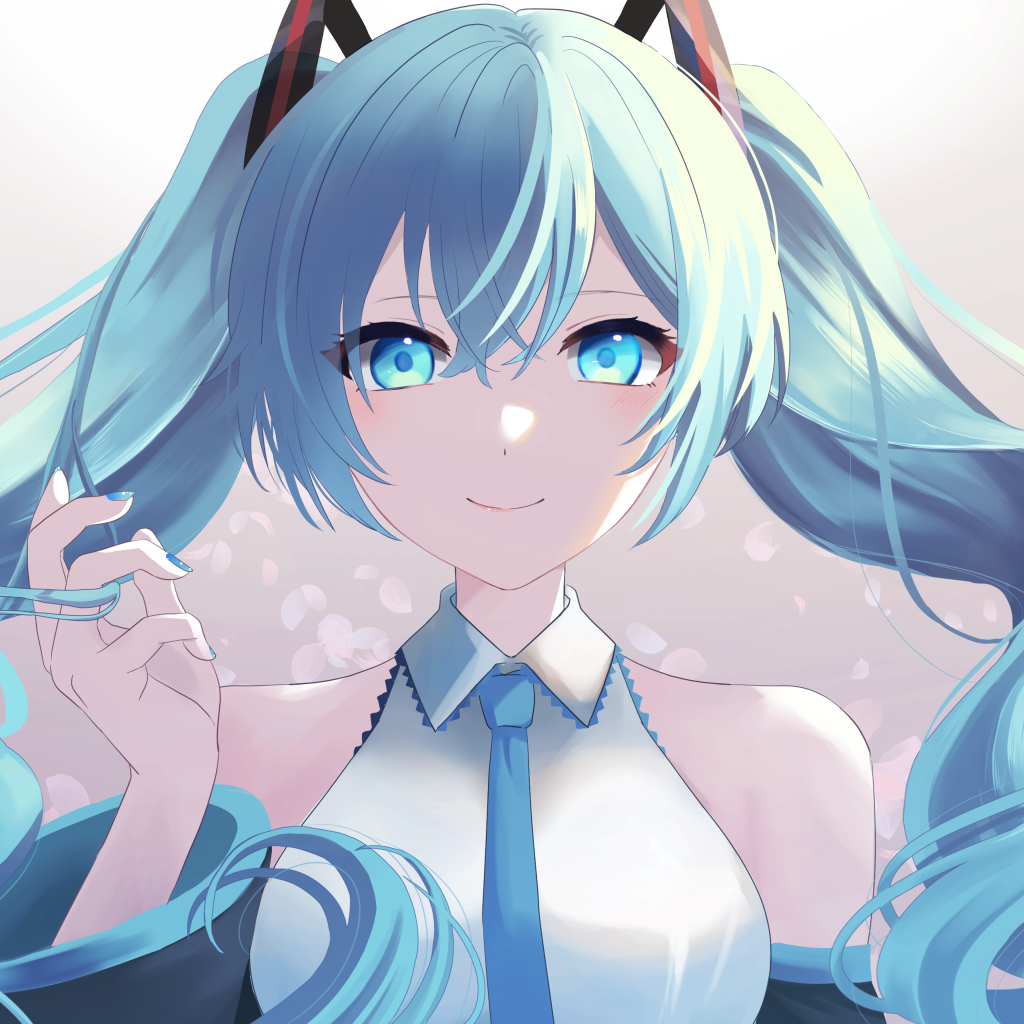 Девушка Хатсуне Мику с голубыми волосами аниме Вокалойд