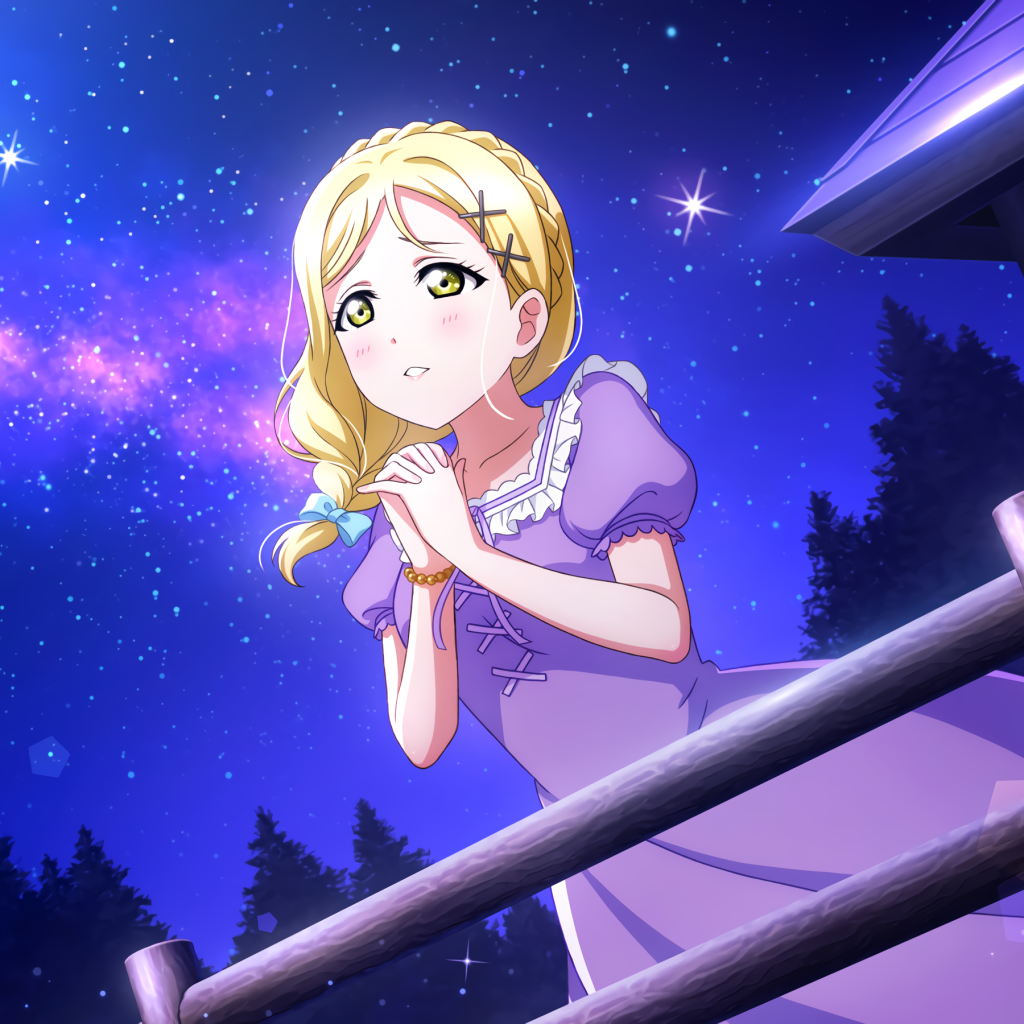 Грустная девушка аниме в фиолетовом платье 