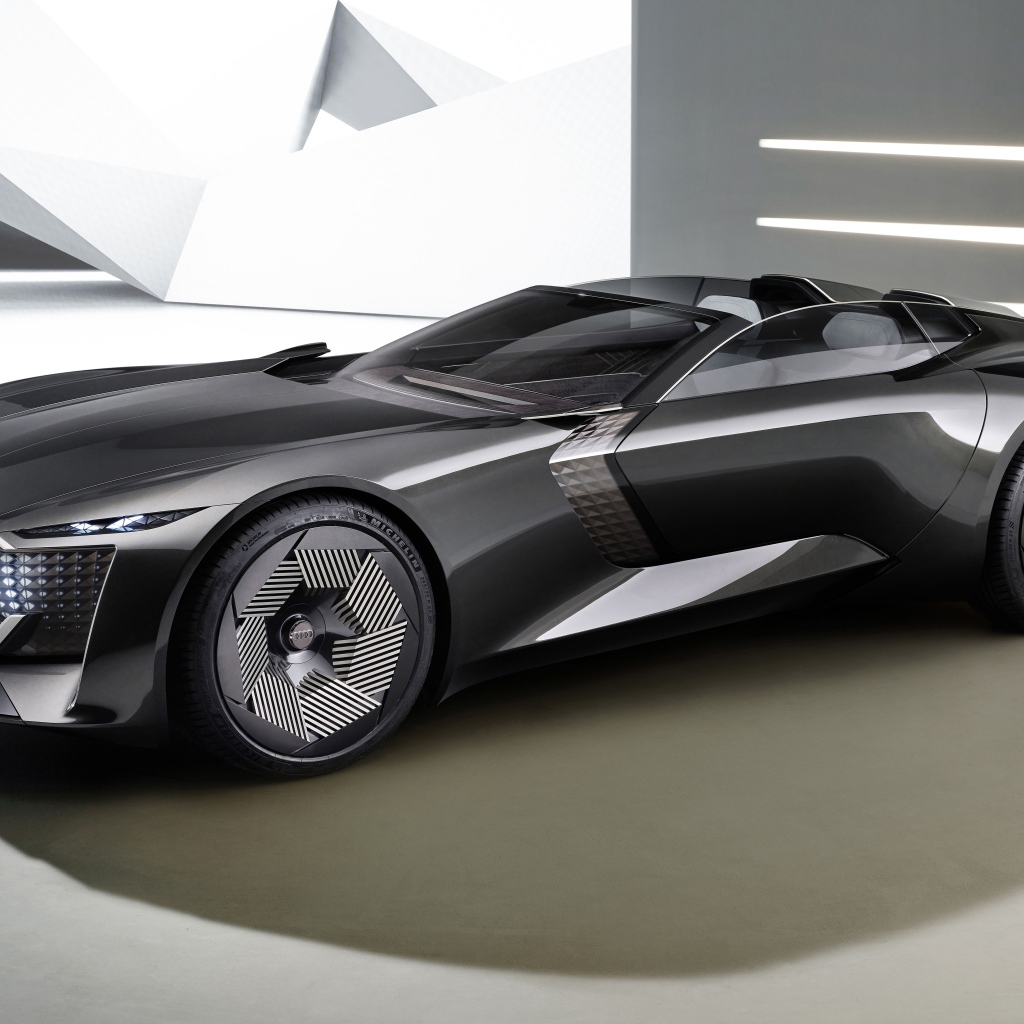 Черный необычный автомобиль Audi Skysphere Concept 2021 года