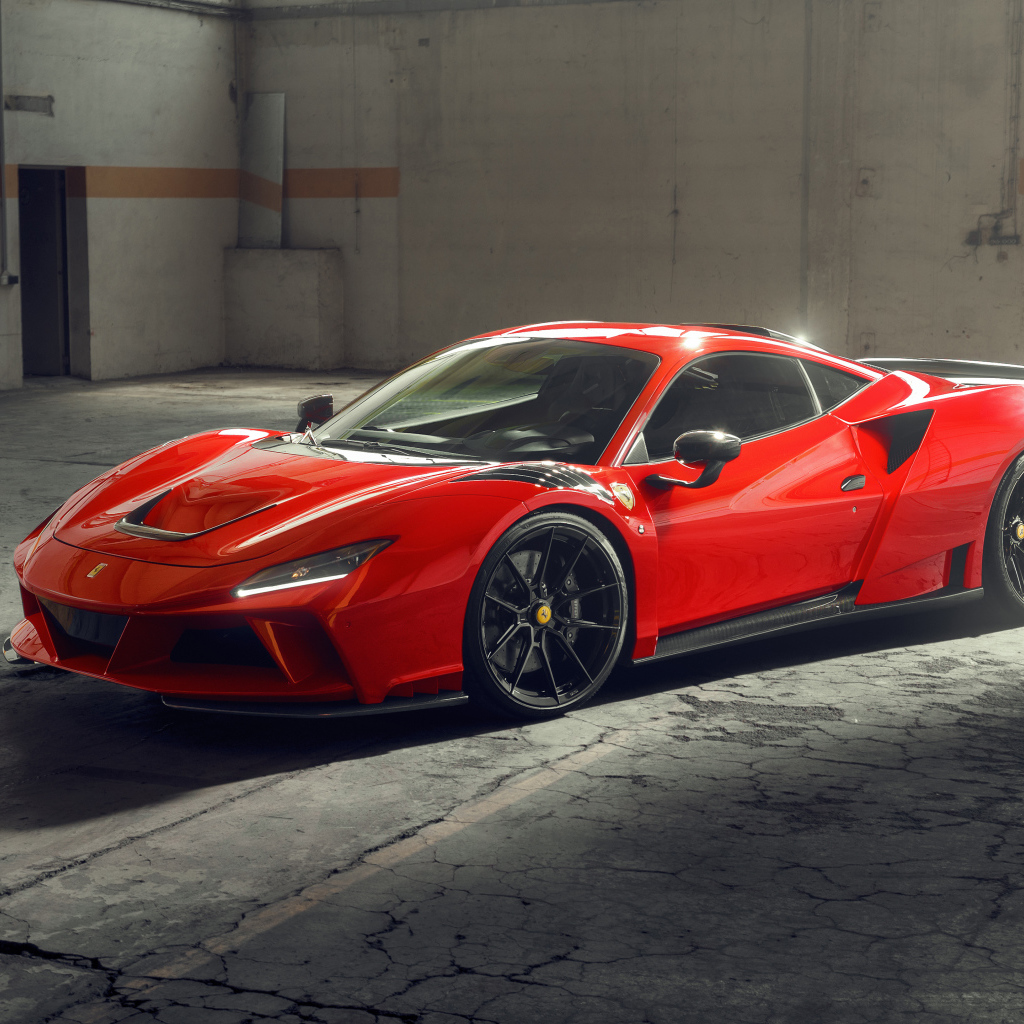 Красный дорогой автомобиль Novitec Ferrari F8 Tributo N-Largo 2021 года