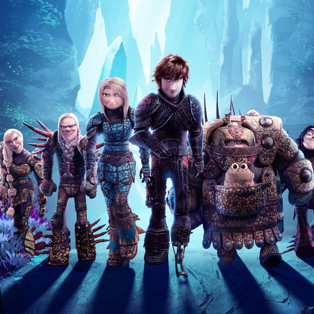 Красивый красочный постер мультфильма Как приручить дракона 3