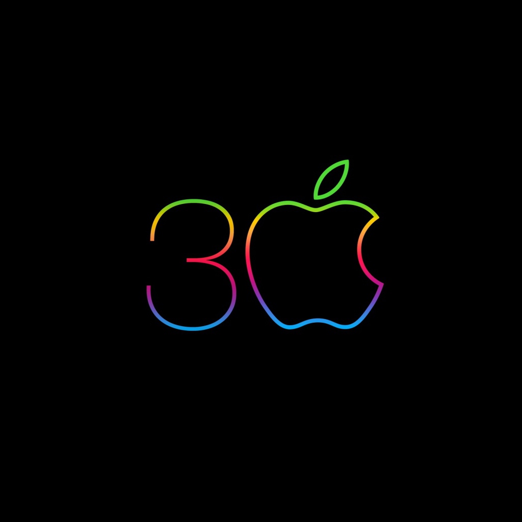 Неоновый значок apple на черном фоне 