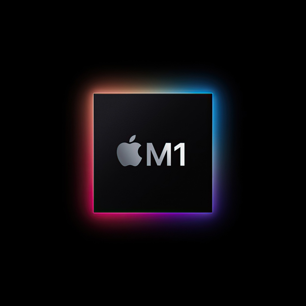 Новый  Apple M1 чип на черном фоне