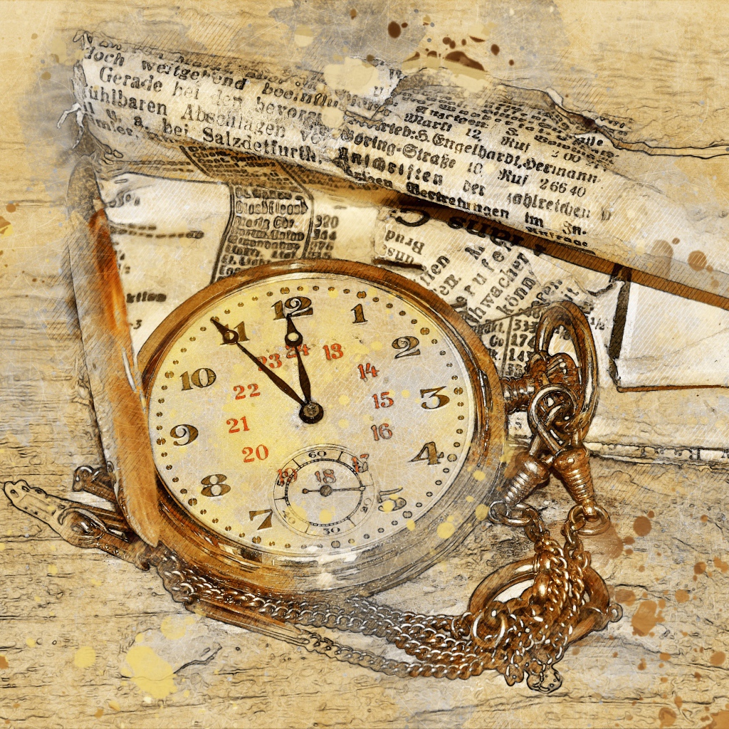 Карманные часы со старой бумагой