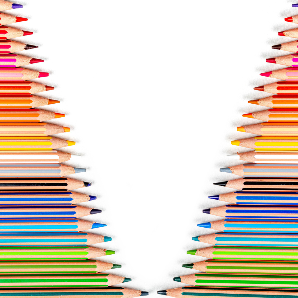 Края белого фона выложены карандашами 