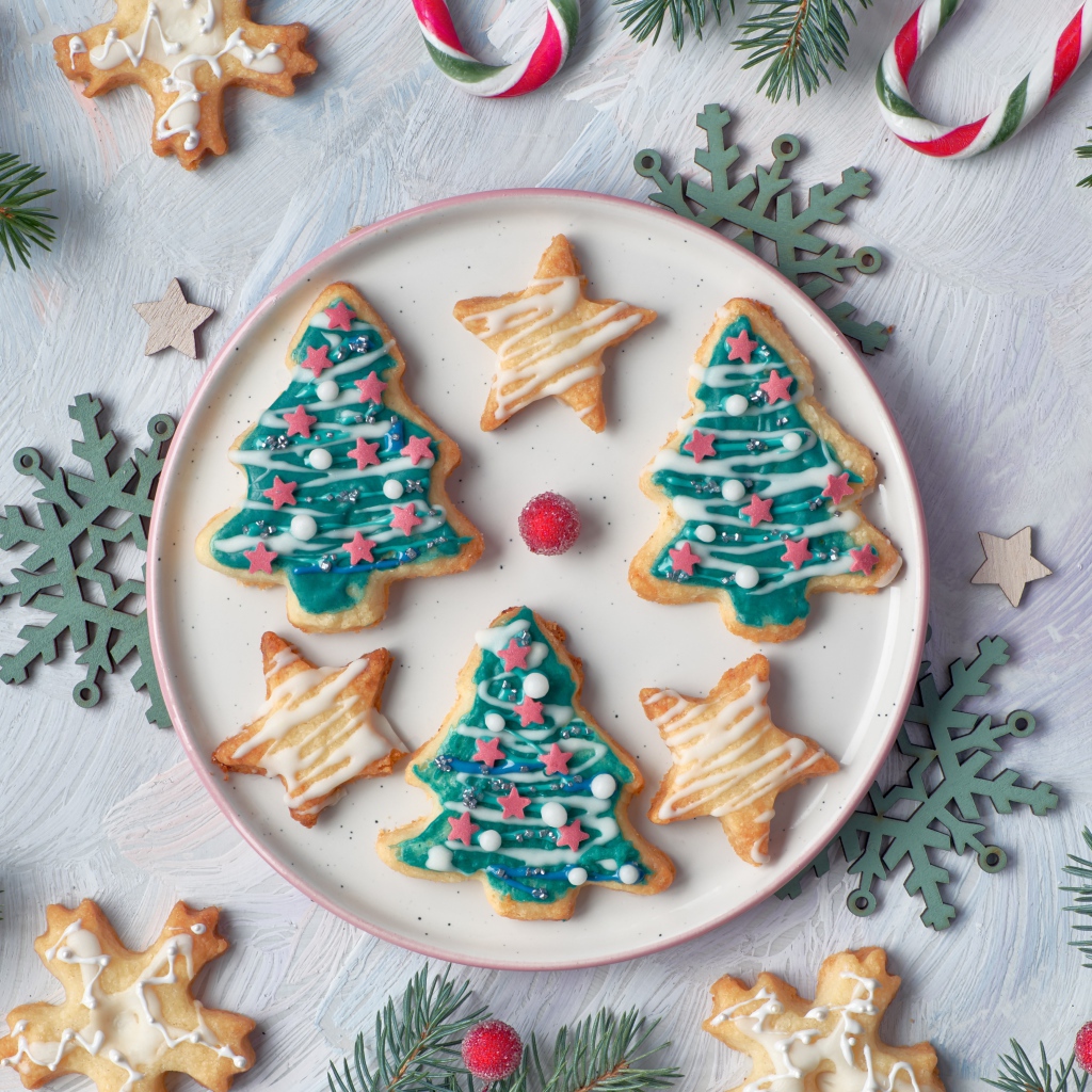 Песочное печенье елочки и звездочки на новый год 