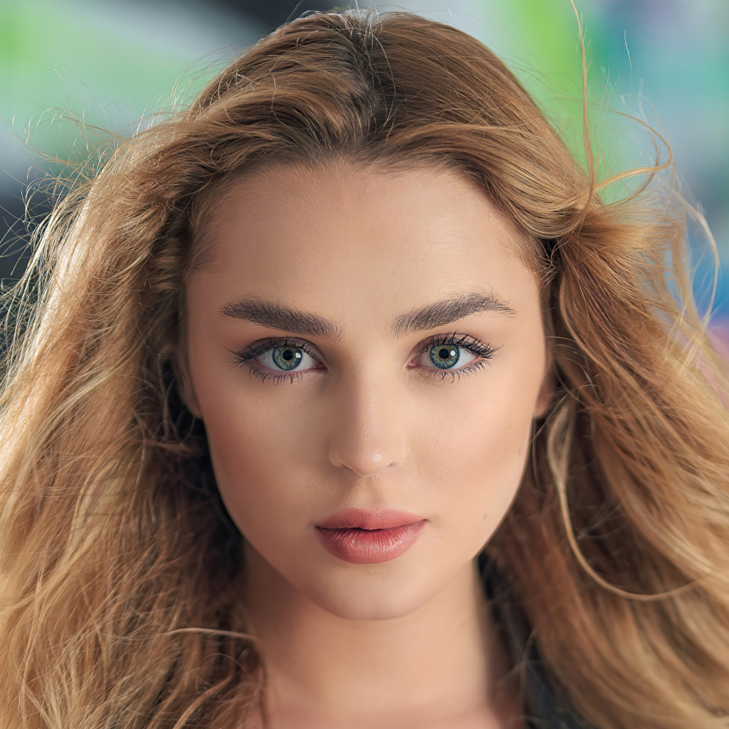 Молодая девушка с большими голубыми глазами