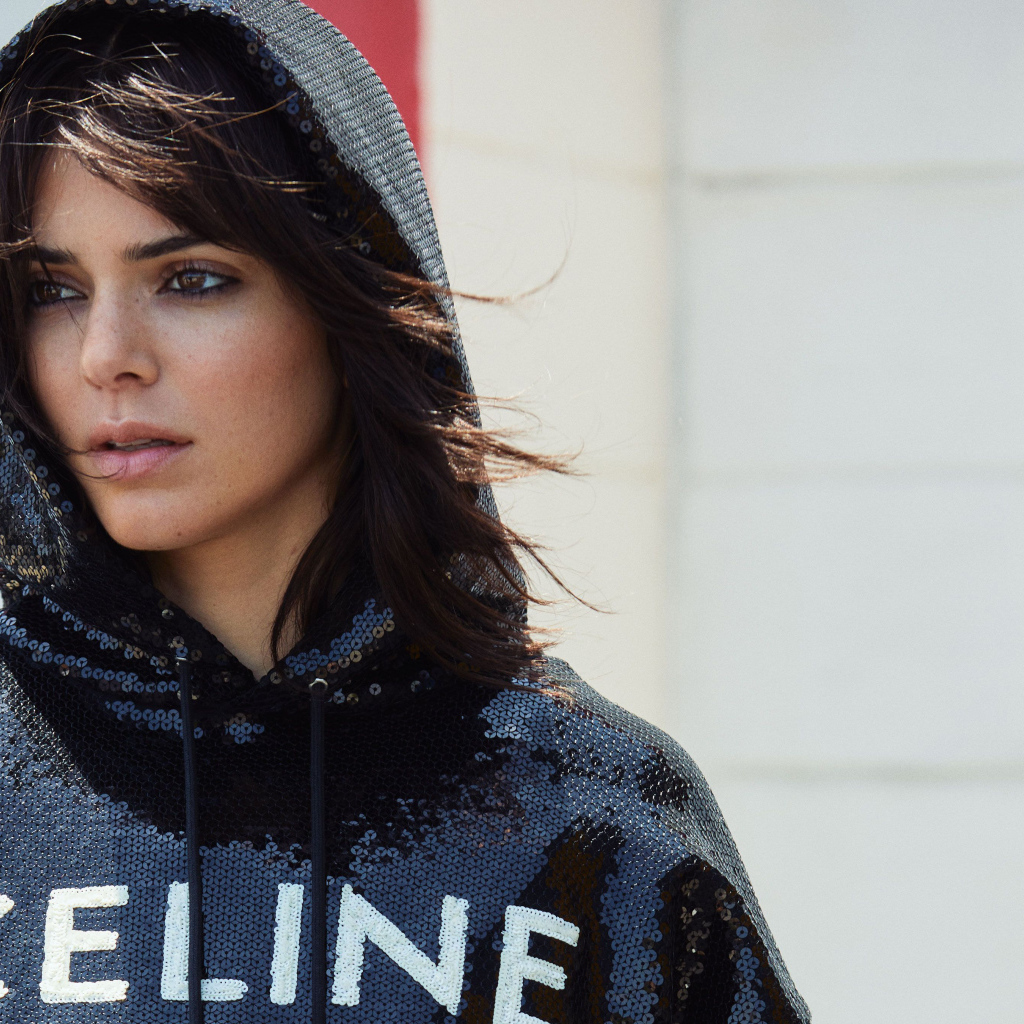 Кареглазая модель Кендалл Дженнер в капюшоне