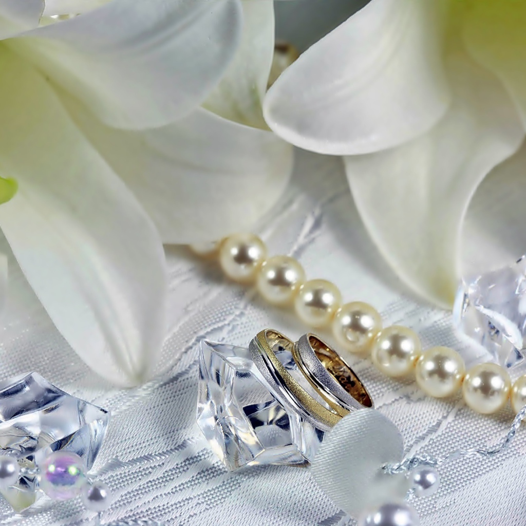 Обручальные кольца с камням и цветами лилии 