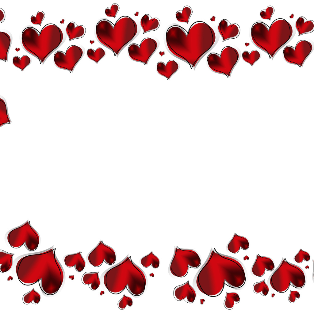 Много красных сердечек на белом фоне 