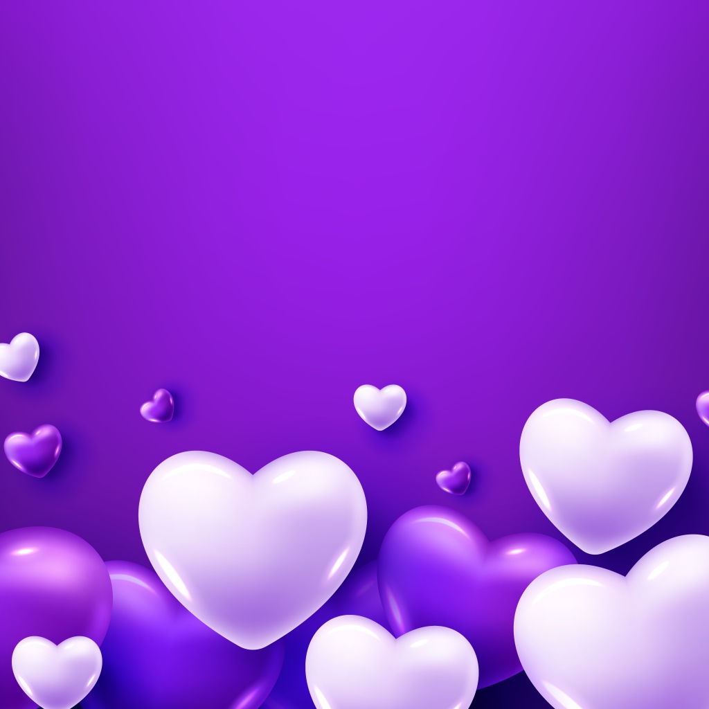 Белые сердечки на фиолетовом фоне