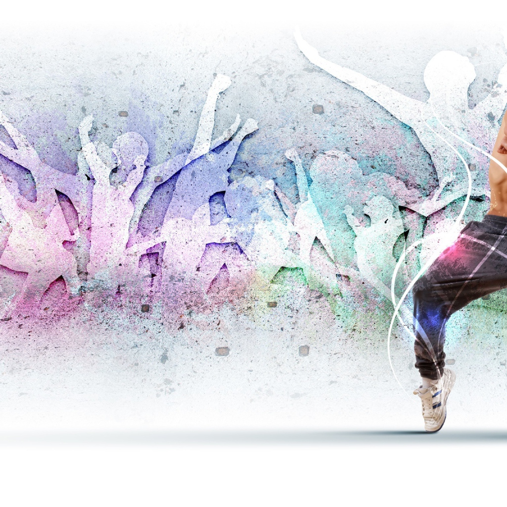 Парень танцор на фоне стены 