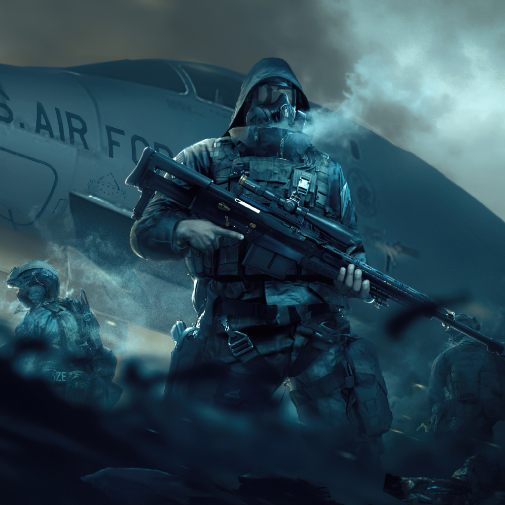 Мужчины военные у самолета 