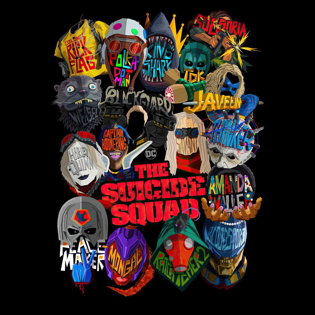 Постер на черном фоне фильм  Отряд самоубийц: Миссия навылет, 2021