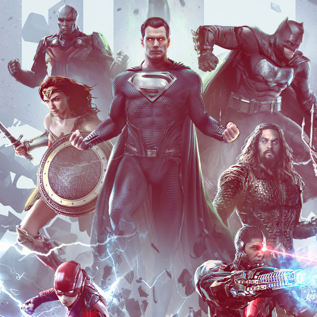 Постер с главными героями Лига справедливости Зака Снайдера, 2021