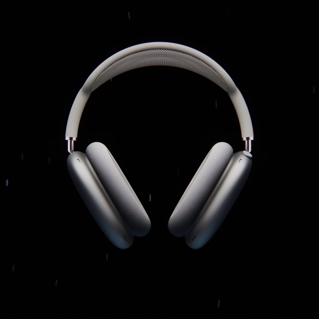 Серые наушники  AirPods Max на черном фоне