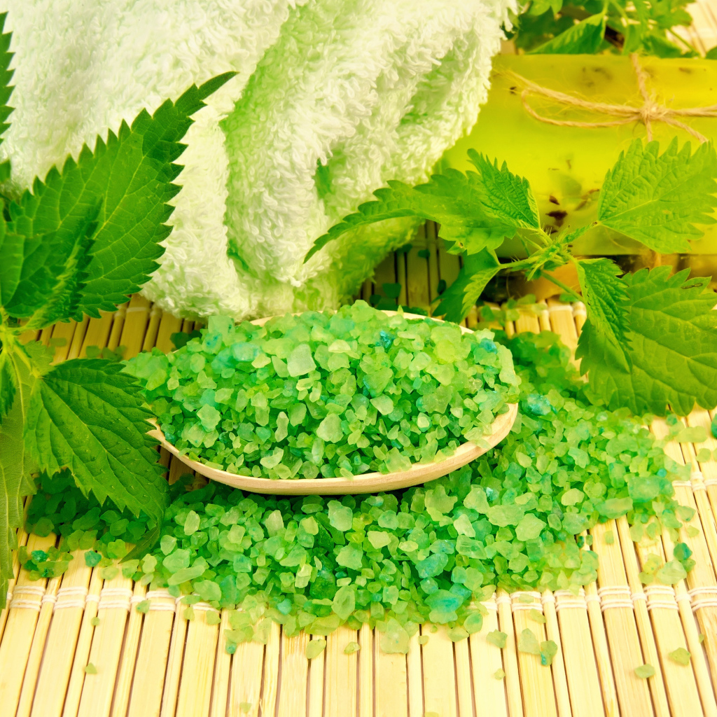 Зеленая морская соль, красива и полотенце для SPA