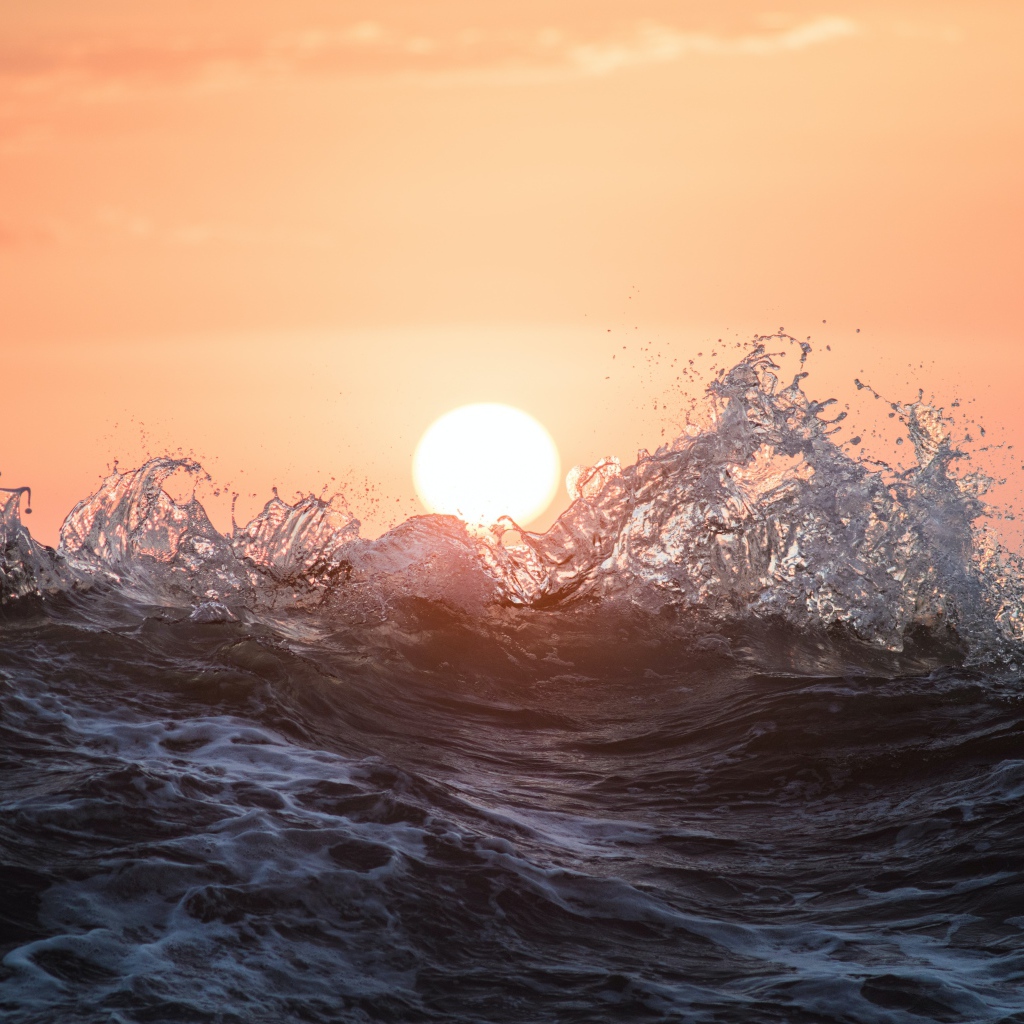 Sea waves in the rays of the sun