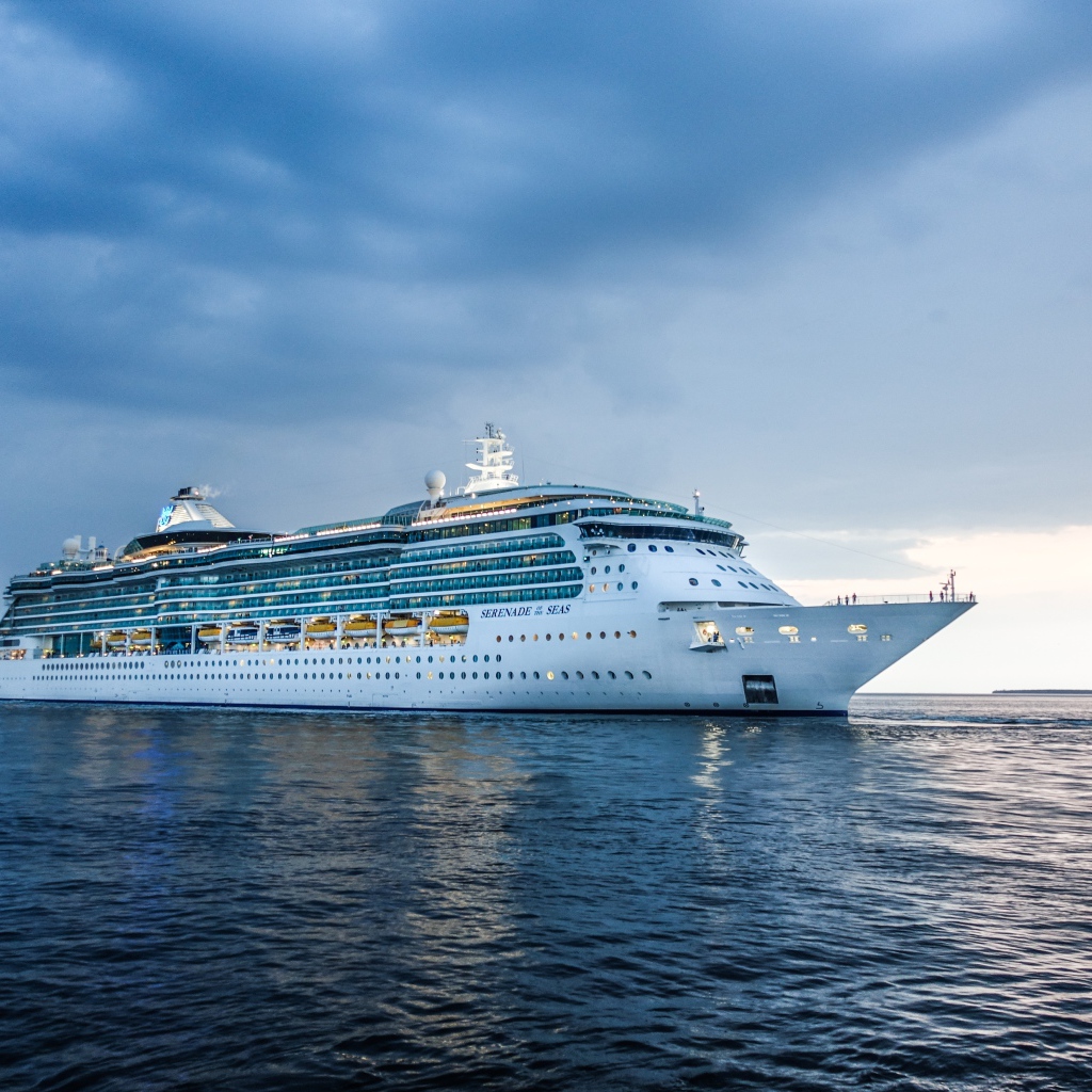 Большой круизный лайнер Serenade of the Seas в море 