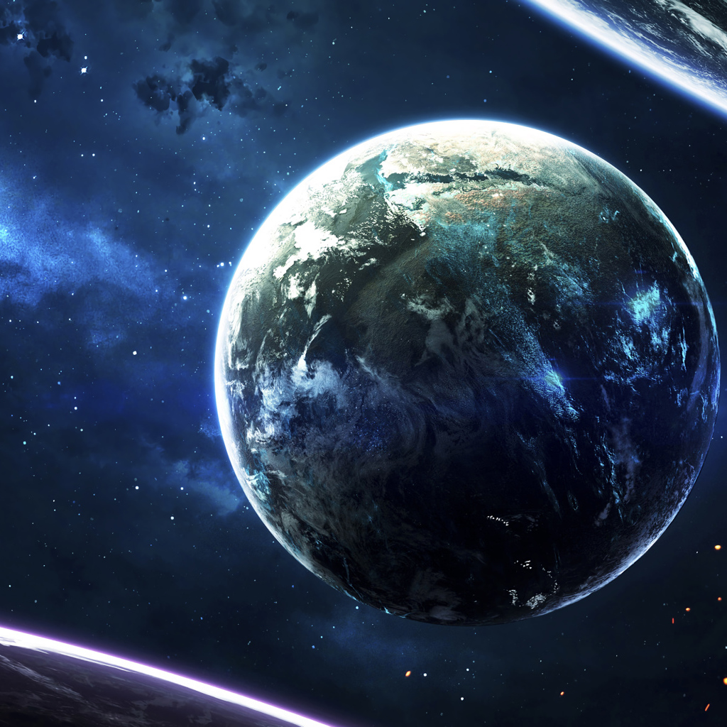 Синяя планета в бескрайнем космосе