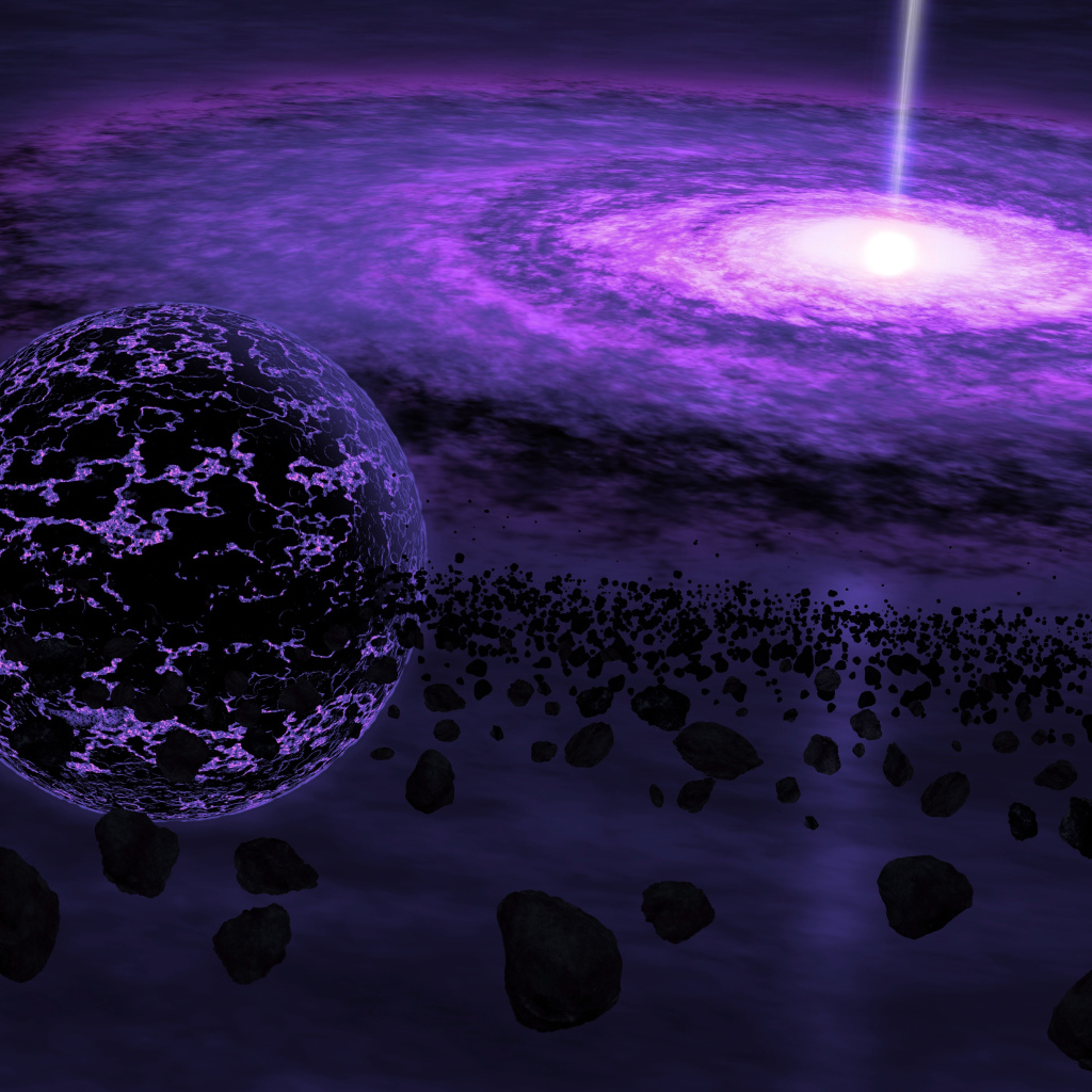 Полет метеоритов у черной дыры