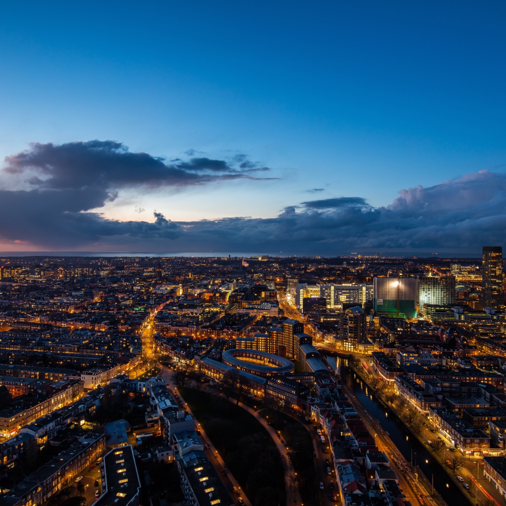 Красивый вид на ночной Сингапур, Азия