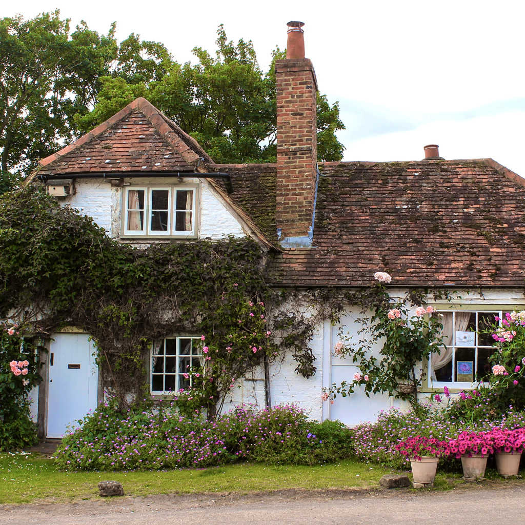 Красивый дом с цветами, Англия