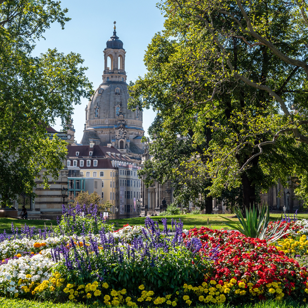 Old church in a picturesque park, Dresden. Germany