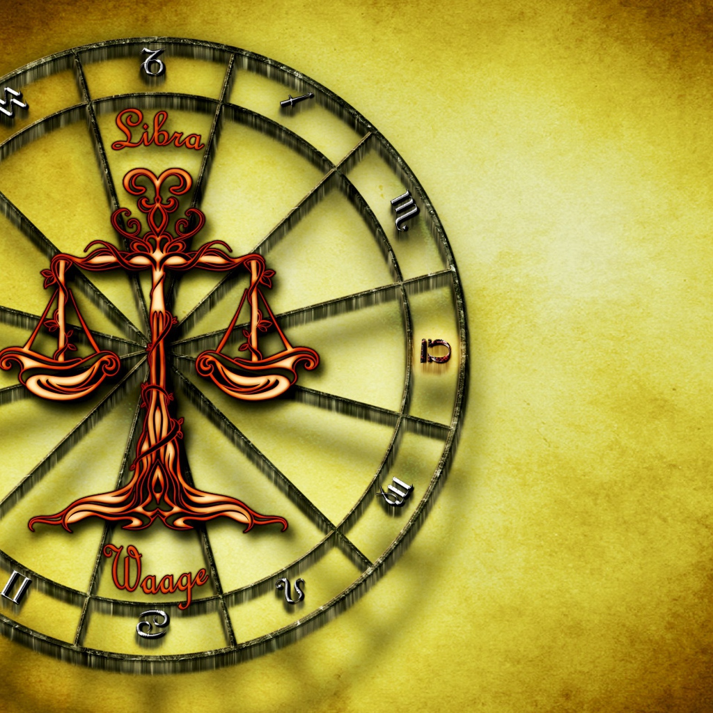 Знак зодиака весы на желтом фоне