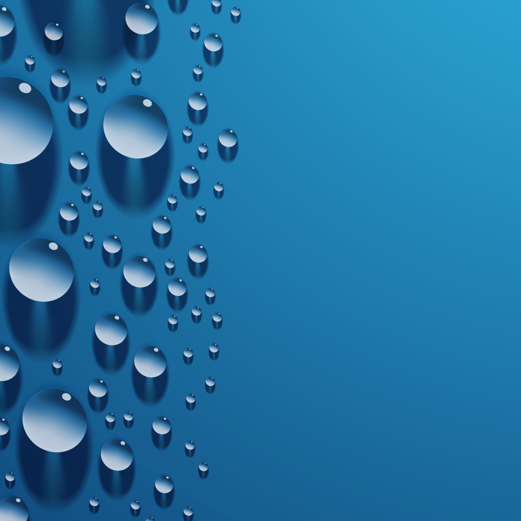 Капли 3д на голубой поверхности