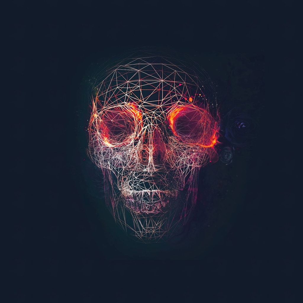 Абстрактный череп из паутины на черном фоне