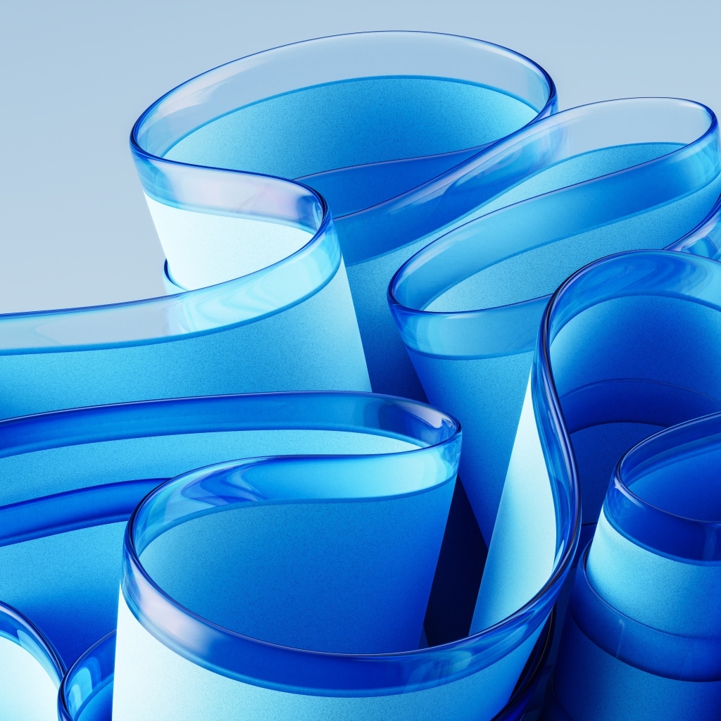 Абстрактный волнистый голубой узор на сером фоне