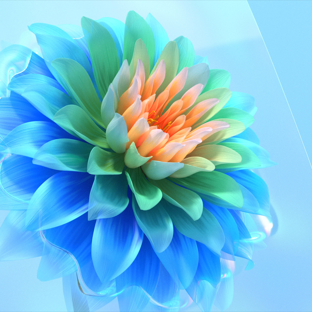 Красивый абстрактный цветок на голубом фоне
