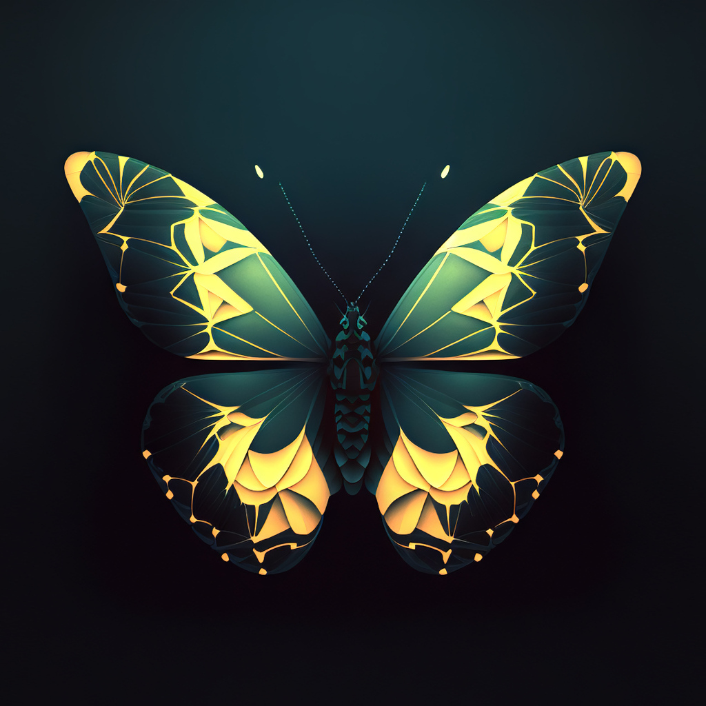 Красивая бабочка на черном фоне 3д графика