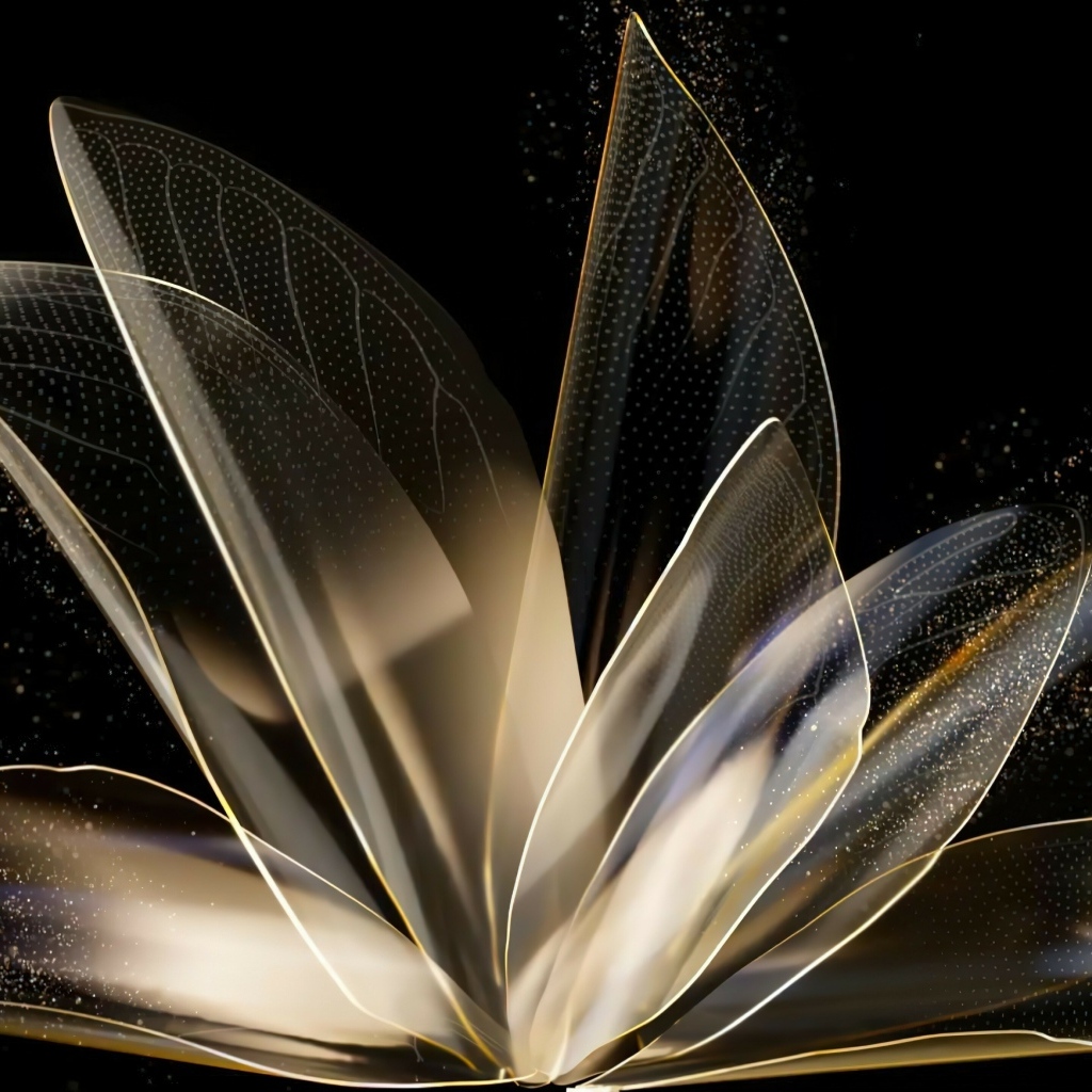 Распустившийся абстрактный цветок на черном фоне