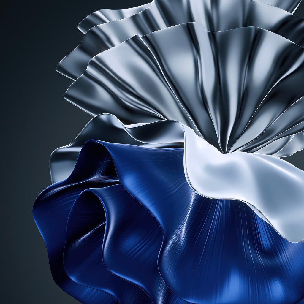 Синий и серебристый узор на сером фоне