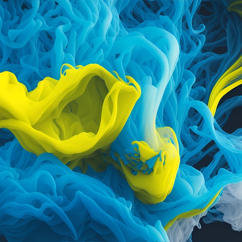 Голубой и желтый дым крупным планом