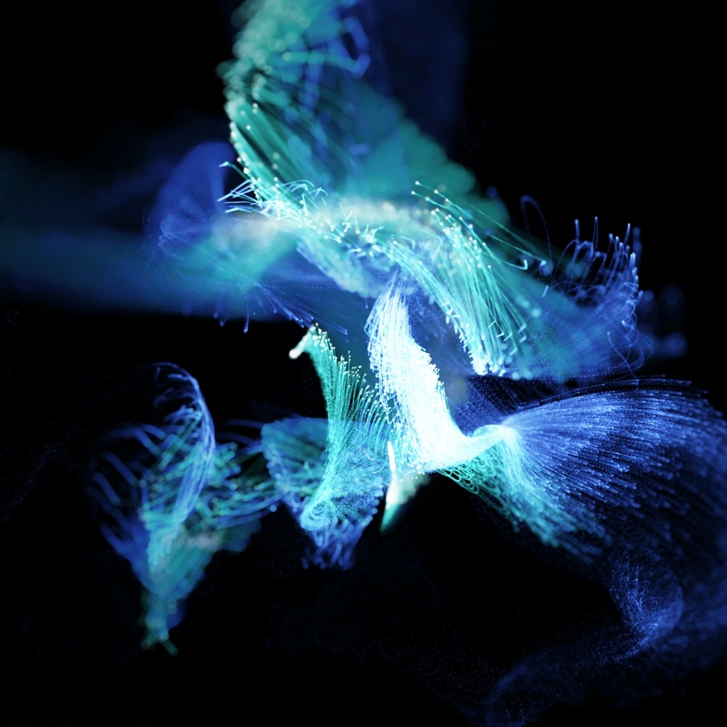 Голубые неоновые вспышки на черном фоне