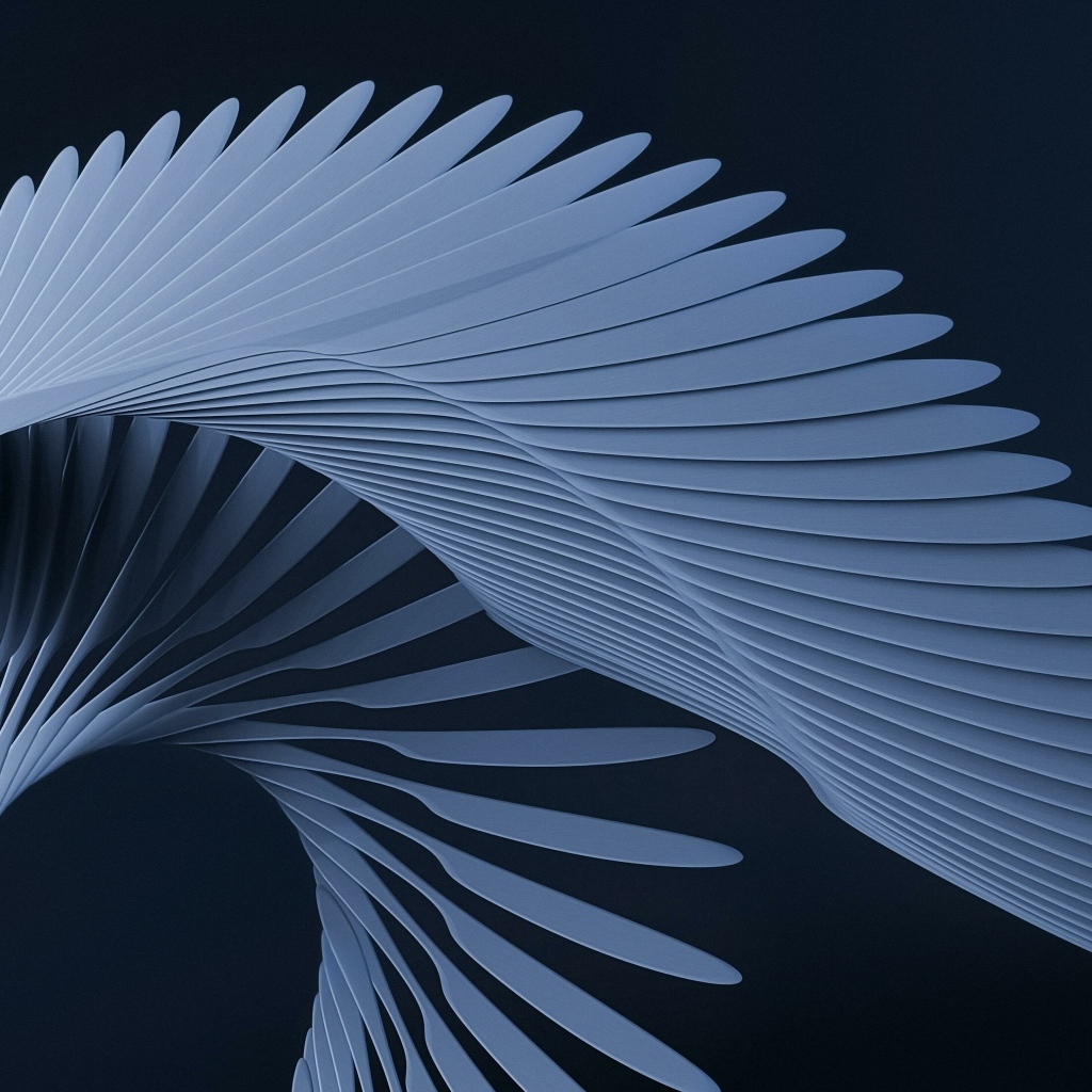 Голубой узор с перьями 3д графика