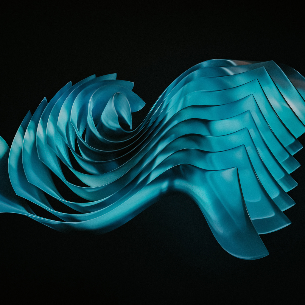 Голубые волны на черном фоне 3д графика