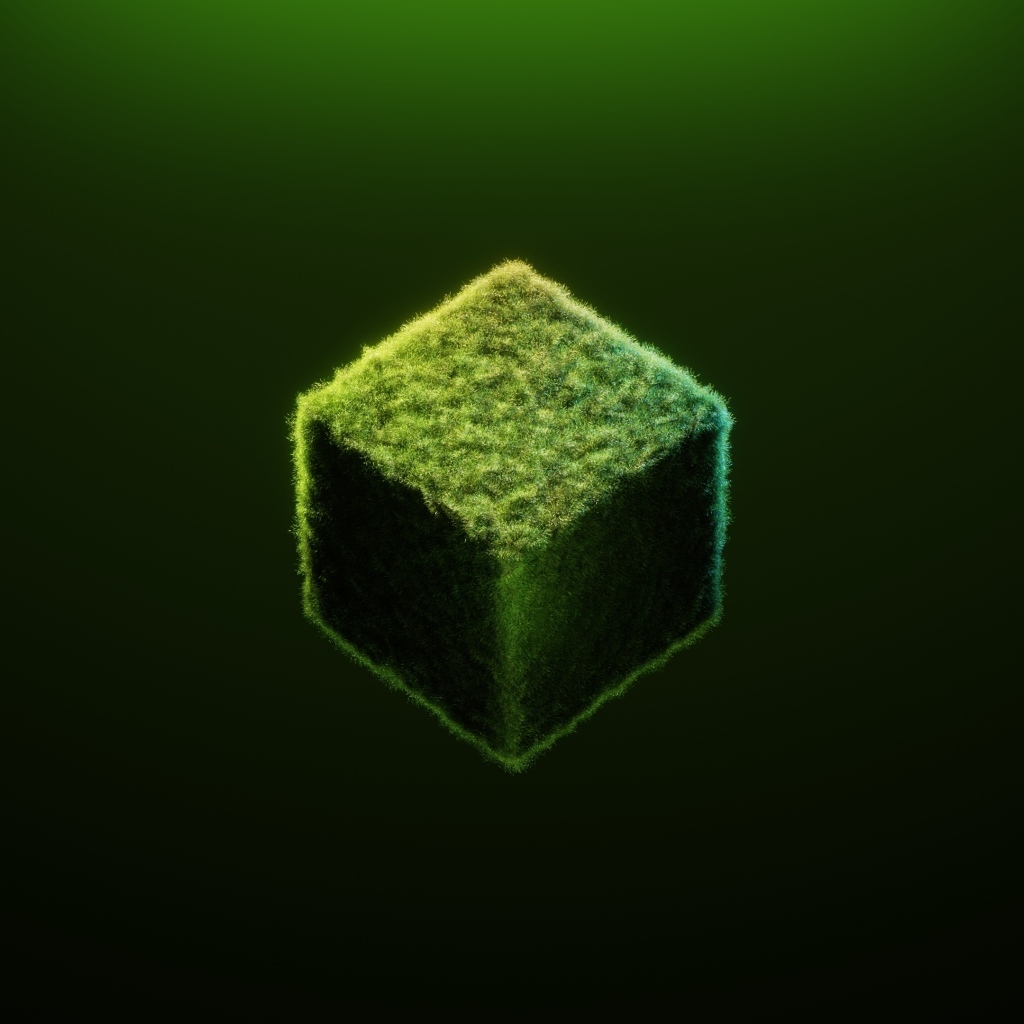Куб на зеленом фоне 3д графика