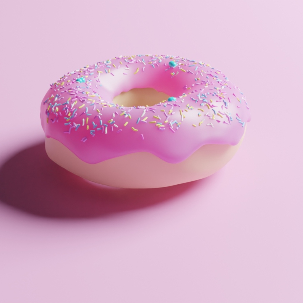 Пончик с глазурью на розовом фоне