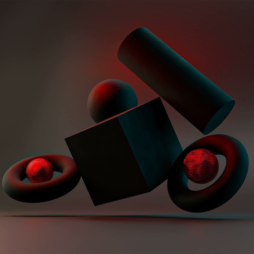 Геометрические 3д фигуры парят в воздухе