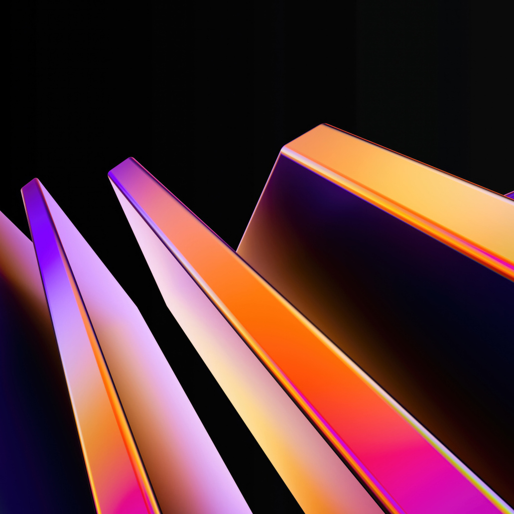 Геометрические неоновые фигуры на черном фоне