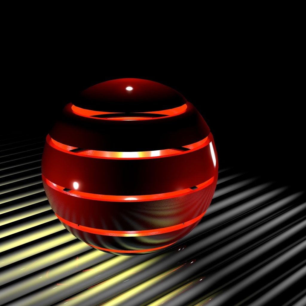 Светящийся 3д шар на черной решетке