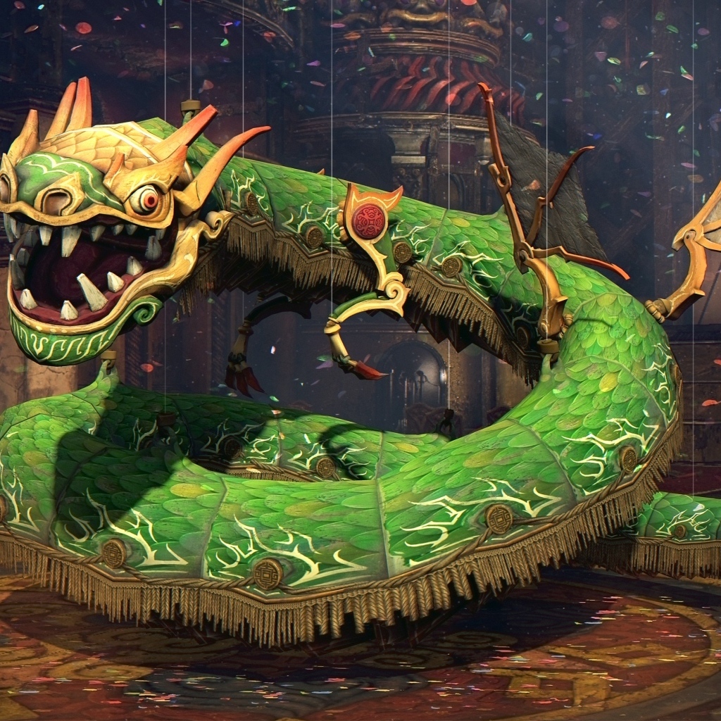 Зеленый китайский 3д дракон