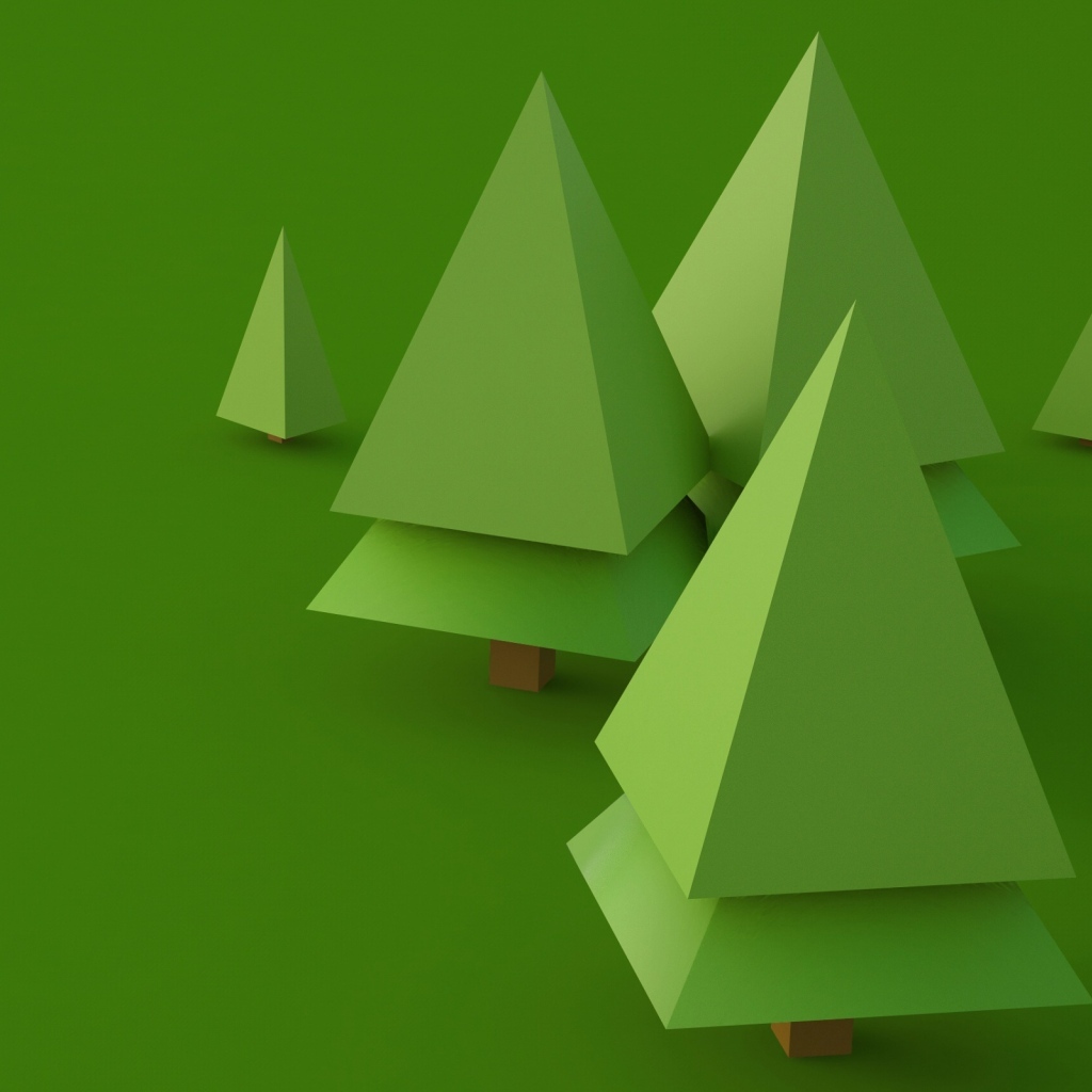 Зеленые геометрические 3д елки