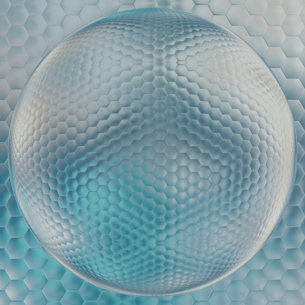 Большой 3д шар на сером фоне с сотами