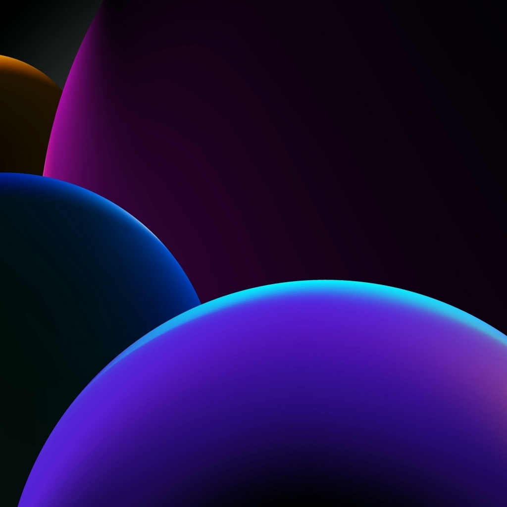 Большие разноцветные абстрактные шары на черном фоне