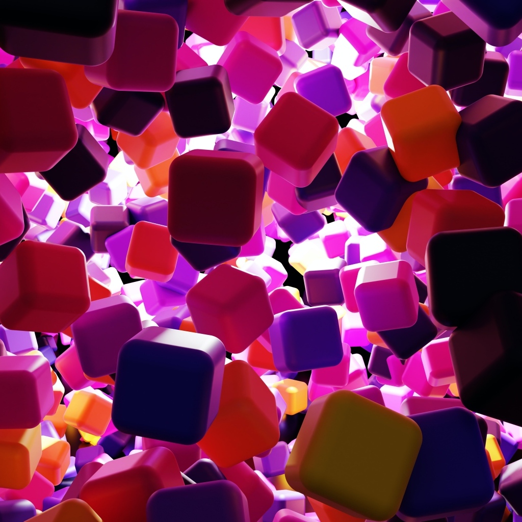 Много разноцветных кубиков 3д графика